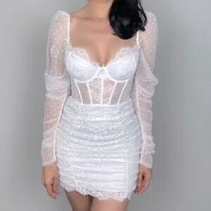 For Love And Lemons X Victorias Secret Delicate Lace Long Sleeve Dress NWT